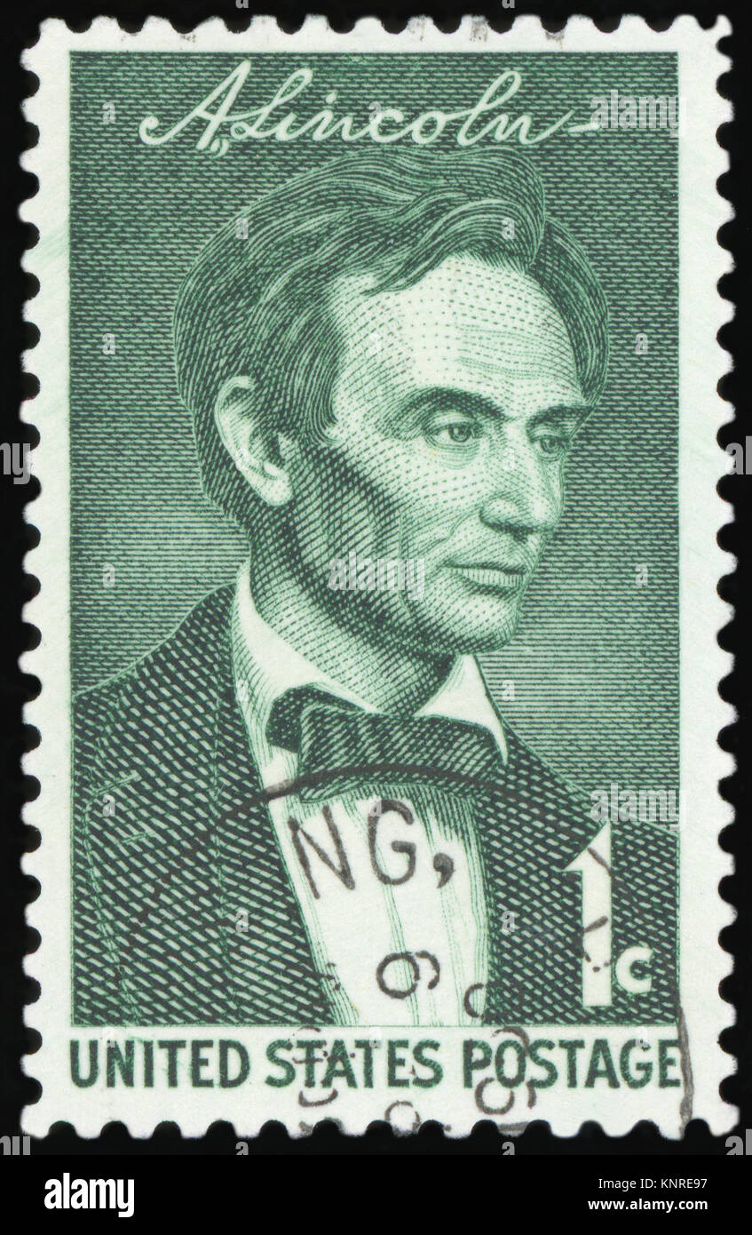 UNITED STATES - CIRCA 1958: stamp printed by United states, shows Lincoln, circa 1958 Stock Photo