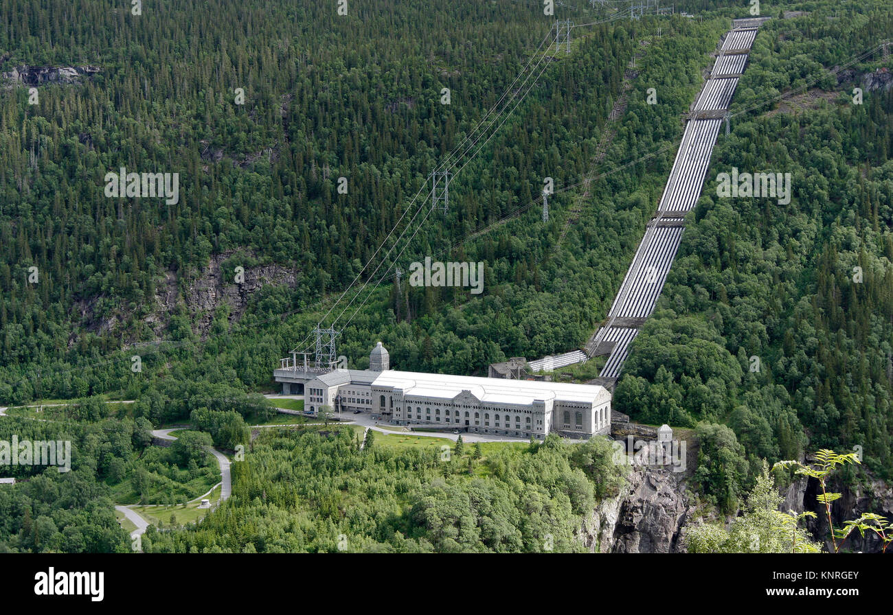 The Vemork Hydroelectric Power Plant in Rjukan, Norway seen from above.  First plant to mass-produce heavy water. Museum today Stock Photo - Alamy