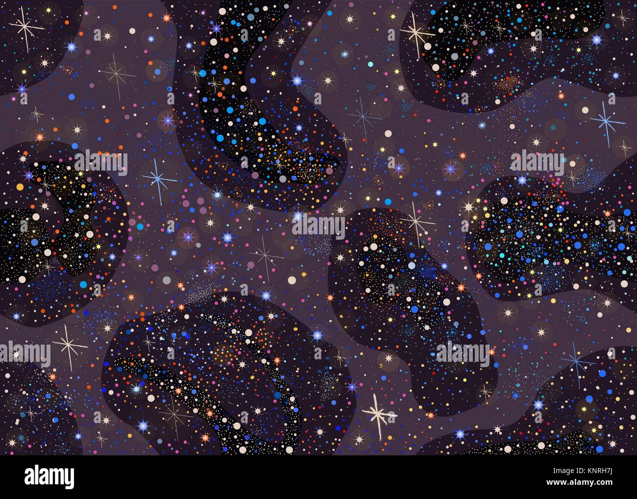 Seamless Pattern with stars and bright shiny stars on dark background ...