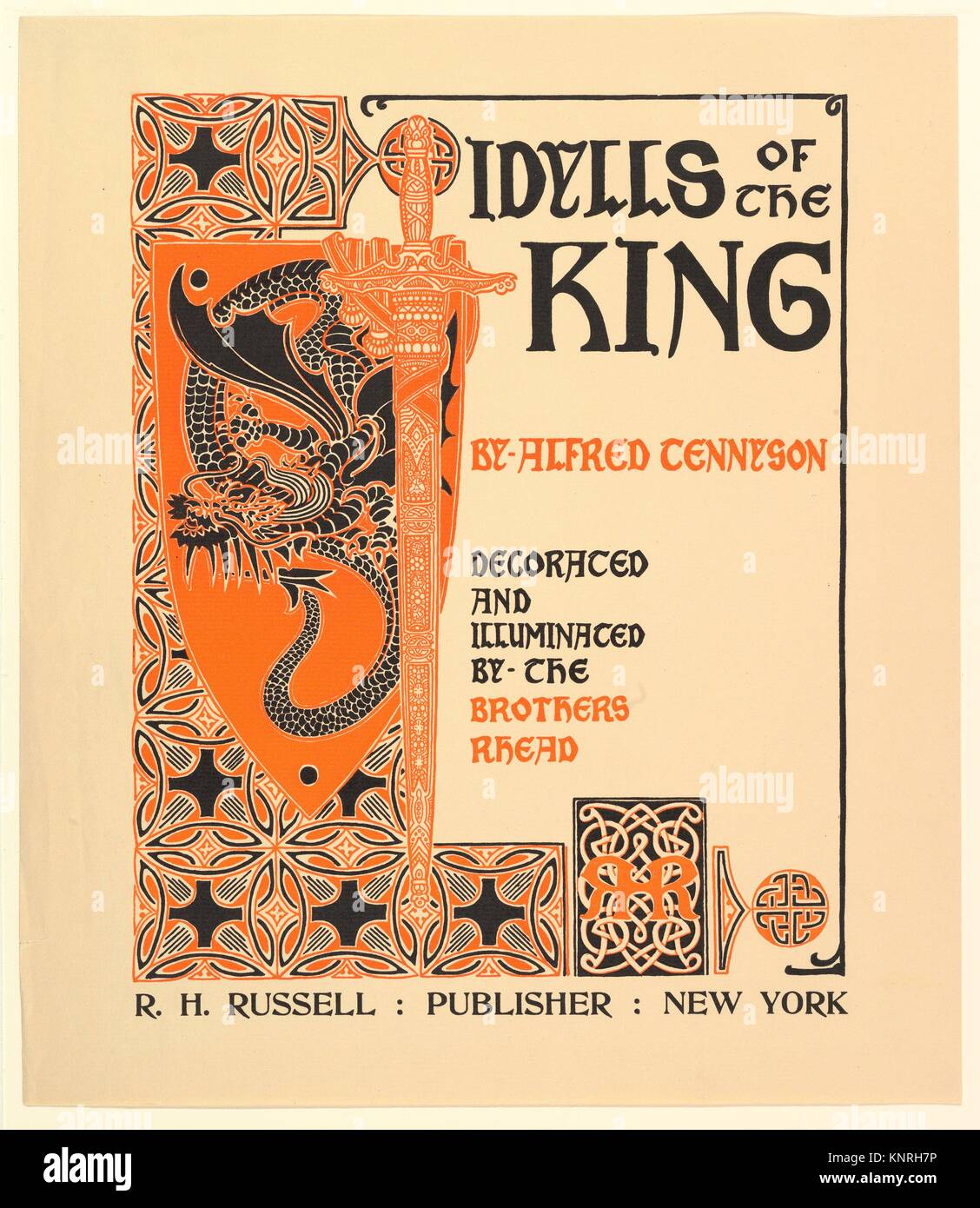 Idylls of the King by Alfred Tennyson. Artist: Louis John Rhead (American, born England, 1857-1926); Publisher: R. H. Russell (American, New York); Stock Photo