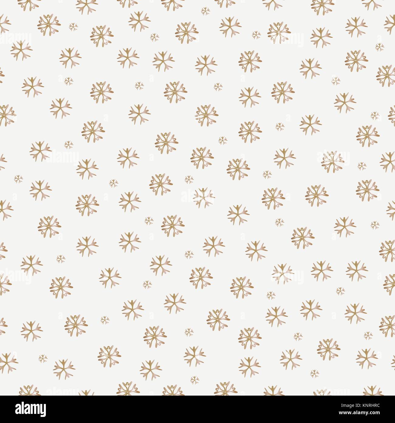 Seamless pattern with golden falling snowflakes on white background ...