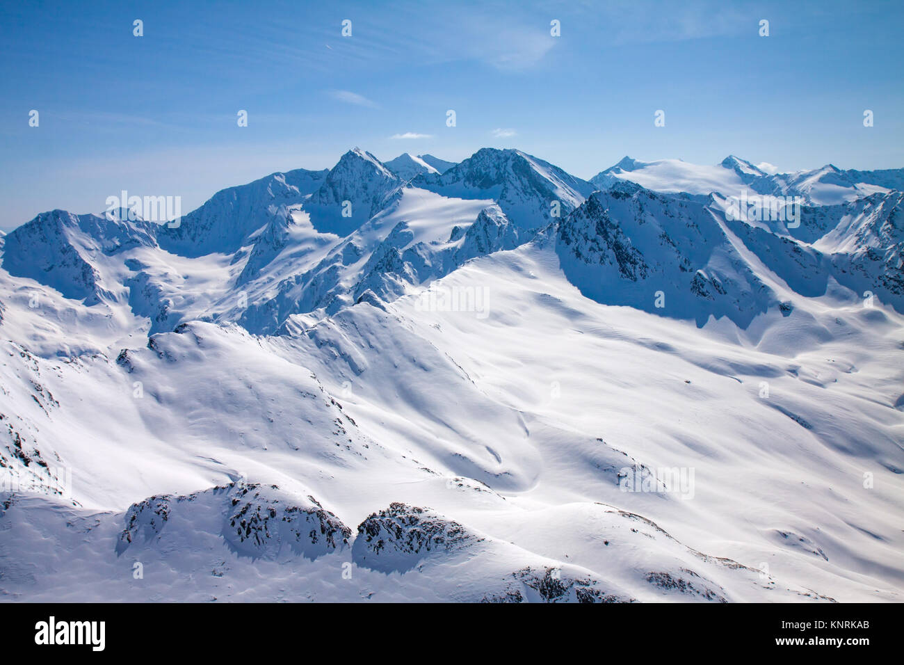 Winter snow covered mountain peaks Austrian alps Stock Photo - Alamy