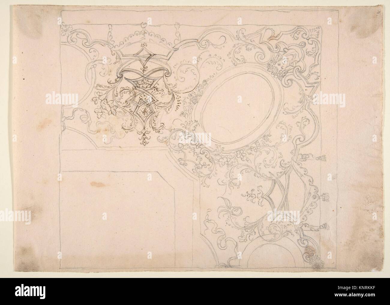 Design for Ceiling. Artist: Workshop of Leonardo Marini (Italian, Piedmontese documented ca. 1730-after 1797); Date: 18th century; Medium: Leadpoint Stock Photo