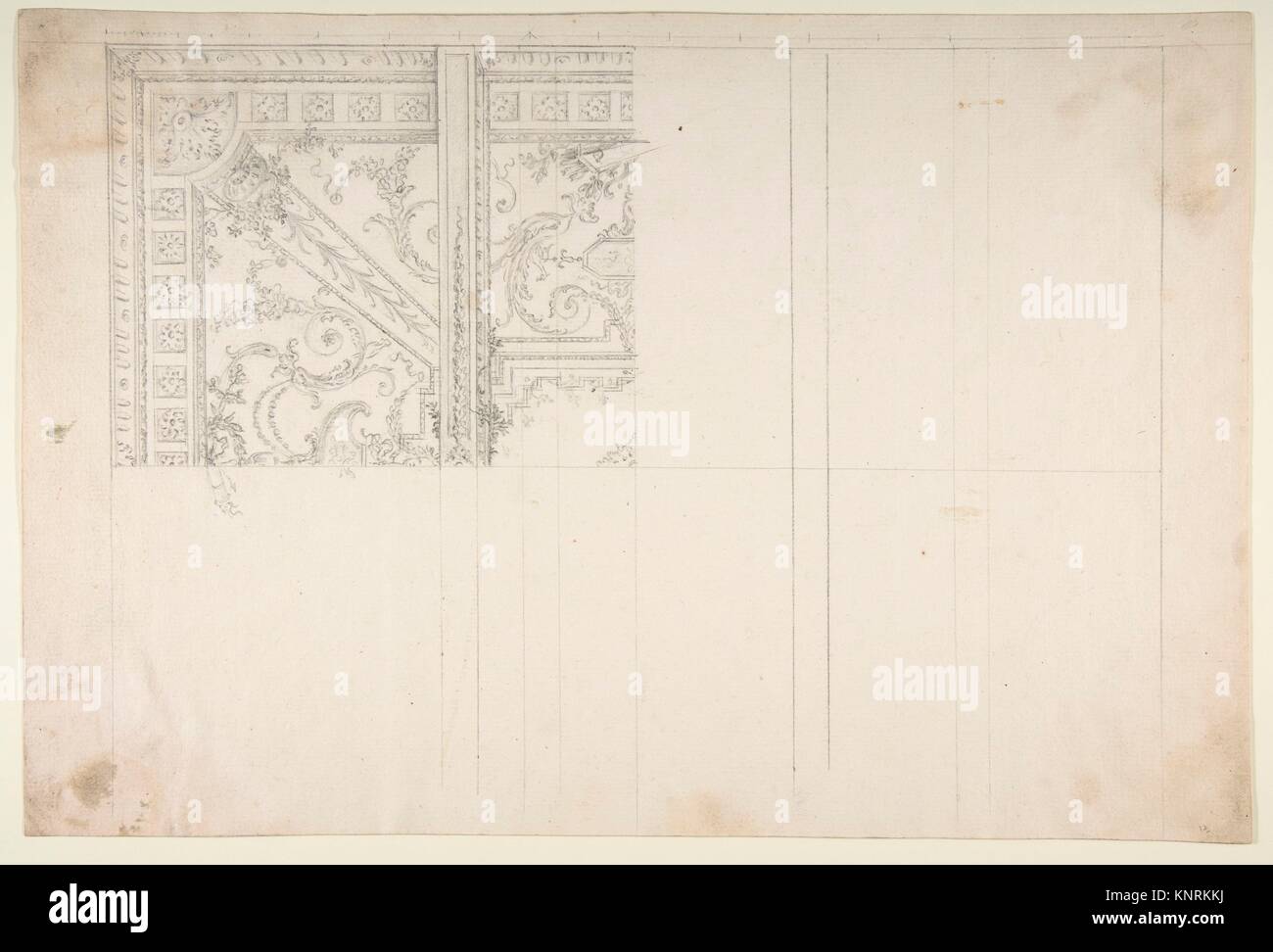 Design for Ceiling. Artist: Workshop of Leonardo Marini (Italian, Piedmontese documented ca. 1730-after 1797); Date: 18th century; Medium: Graphite Stock Photo