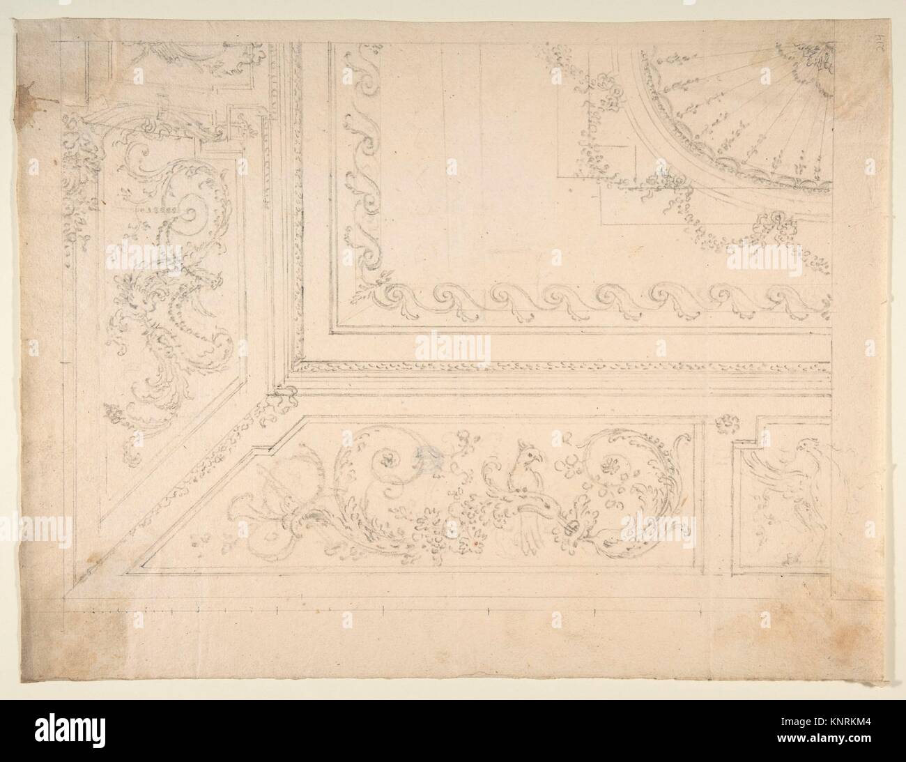 Design for Ceiling. Artist: Workshop of Leonardo Marini (Italian, Piedmontese documented ca. 1730-after 1797); Date: 18th century; Medium: Graphite Stock Photo