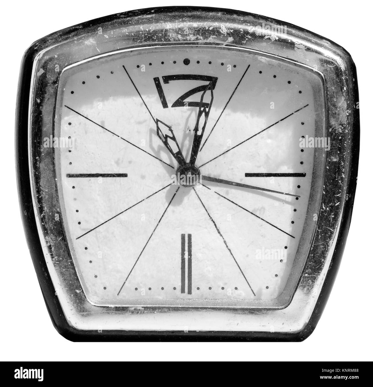 old bracket clock, vintage mechanical USSR alarm clock Stock Photo