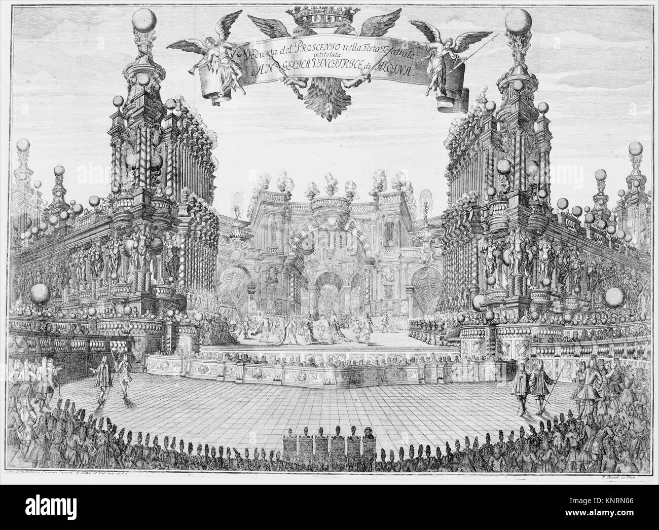 Proscenium for Angelica, Vincitrice di Alcina. Artist: F. Dietell; Artist: After Giuseppe Galli Bibiena (Italian, Parma 1696-1756 Berlin); Date: Stock Photo