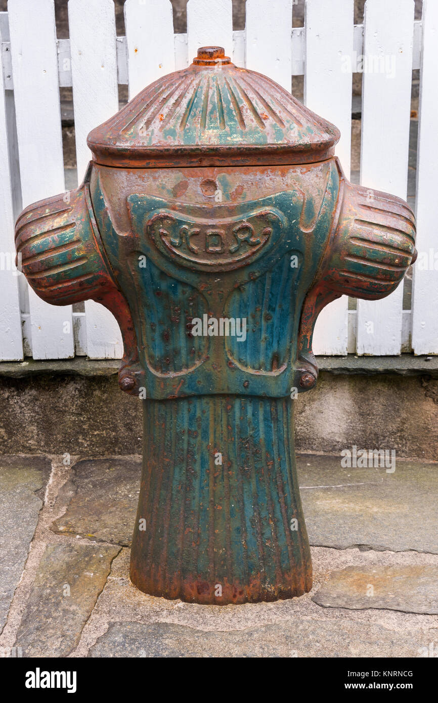 fire hydrant for extinguishing fires in Skudeneshavn in Norway Stock Photo