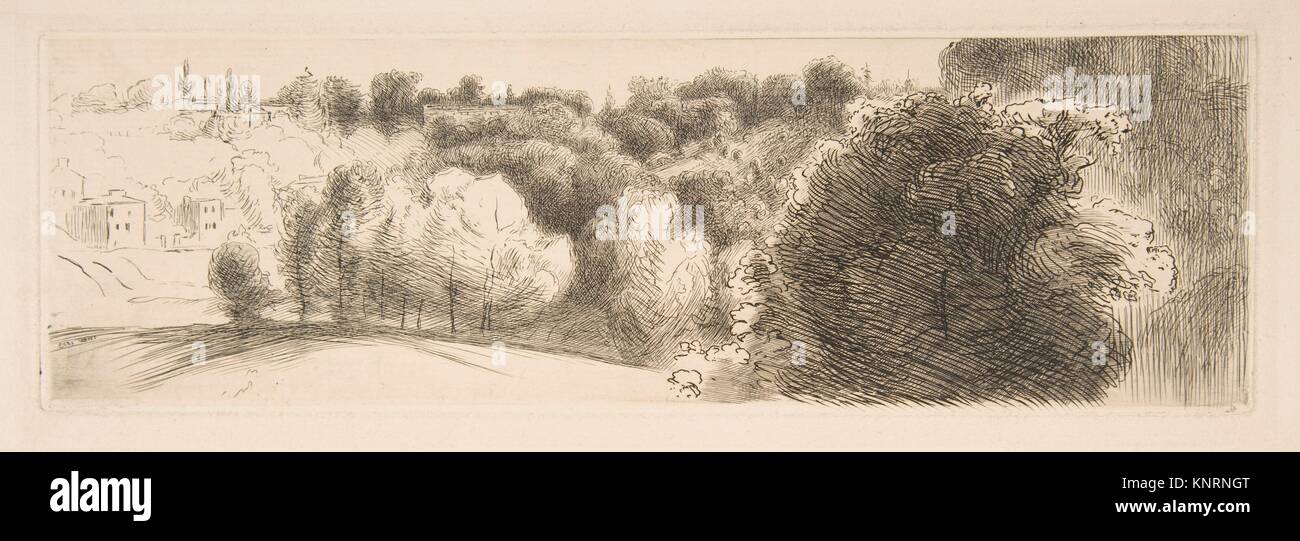 Landscape Study. Artist: Félix Bracquemond (French, Paris 1833-1914 Sèvres); Date: 1873; Medium: Etching; third state of four; Dimensions: sheet: 12 Stock Photo