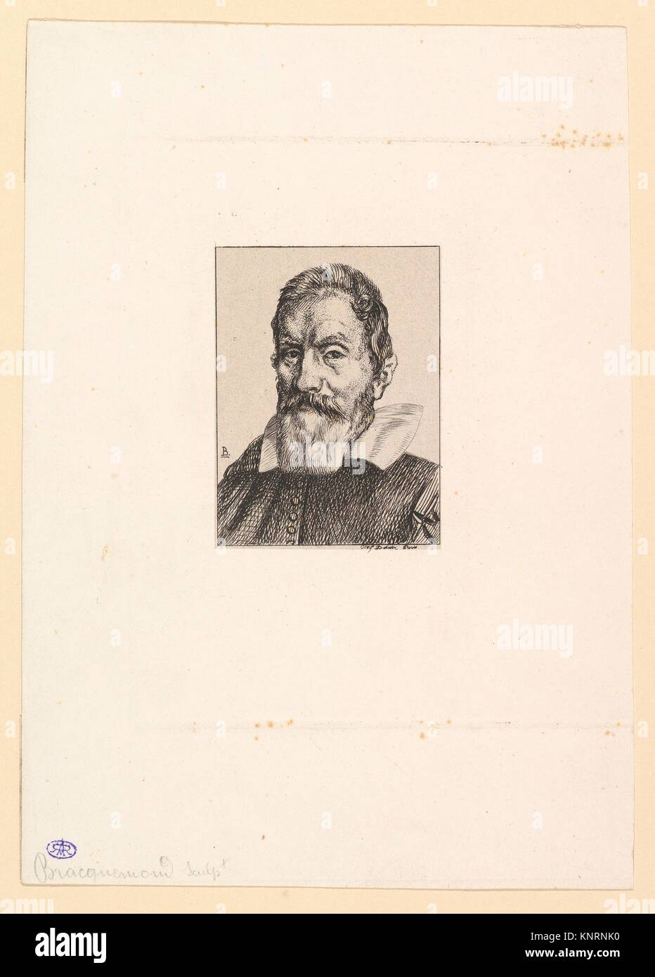 Head of a Man. Artist: Félix Bracquemond (French, Paris 1833-1914 Sèvres); Printer: Printed by Auguste Delâtre (French, Paris 1822-1907 Paris); Date: Stock Photo