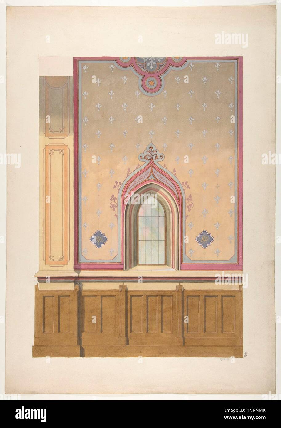 Design For The Painted Decoration Of A Wall Pierced By An Arched