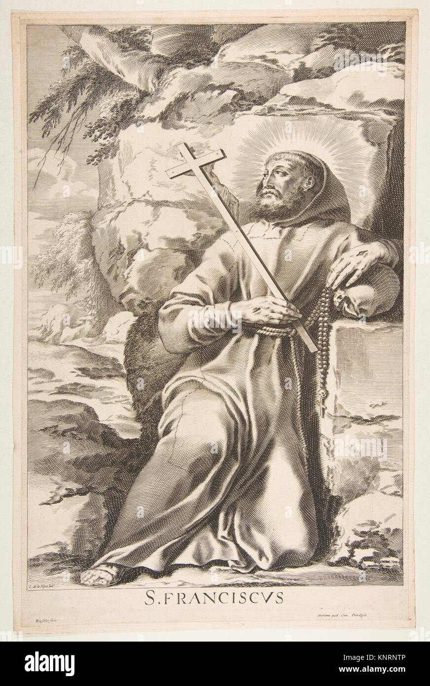 St. Francis. Artist: Gilles Rousselet (French, Paris 1614-1686 Paris); Artist: After Laurent de La Hyre (French, Paris 1606-1656 Paris); Publisher: Stock Photo