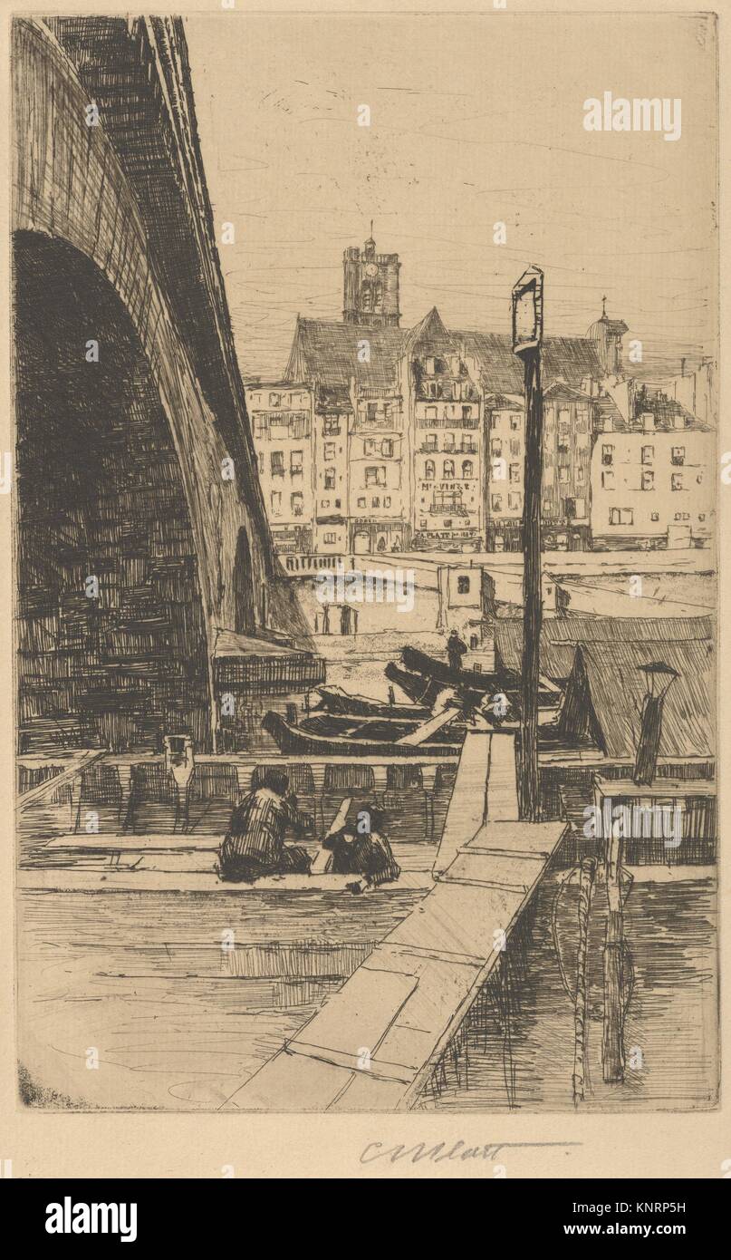 St. Gervais, Paris. Artist: Charles Adams Platt (American, New York 1861-1933); Date: 1887; Medium: Etching; trial proof b; Dimensions: plate: 8 1/2 Stock Photo