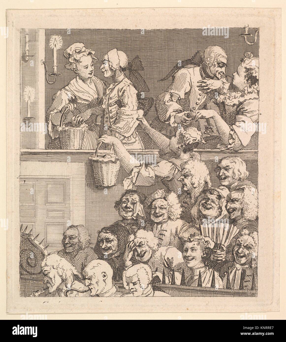 The Laughing Audience. Artist: William Hogarth (British, London 1697-1764 London); Date: December 1733; Medium: Etching; fourth state four; Stock Photo