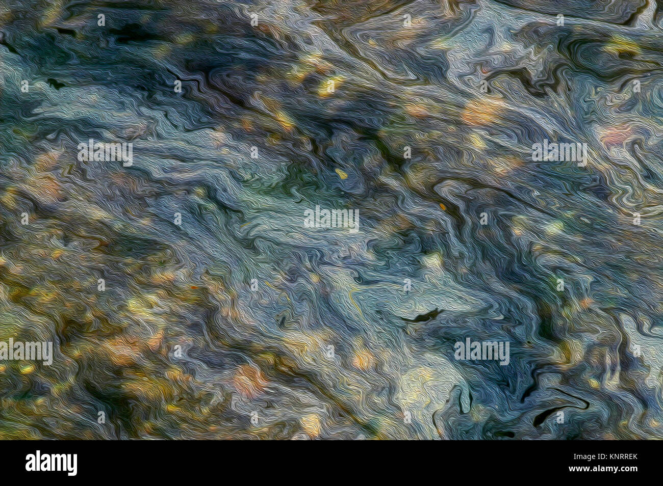 Abstract Image of Diesel oil floating on water Stock Photo
