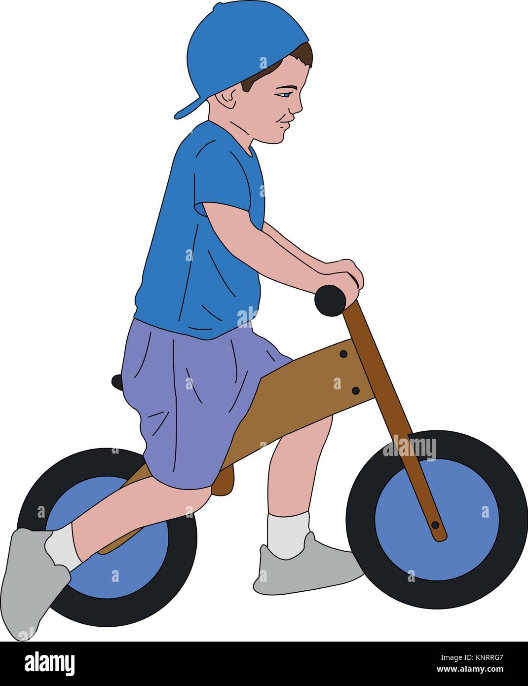 kid riding push bike - vector illustration Stock Vector