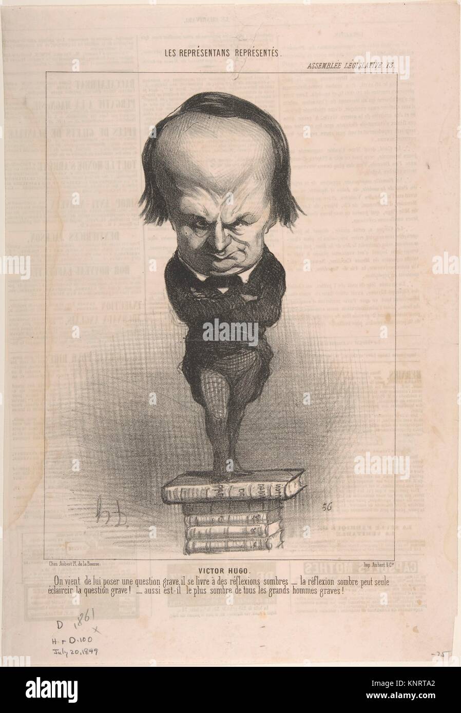 Victor Hugo. Artist: Honoré Daumier (French, Marseilles 1808-1879 Valmondois); Publisher: Printed and published by Aubert et Cie; Sitter: Victor Hugo Stock Photo