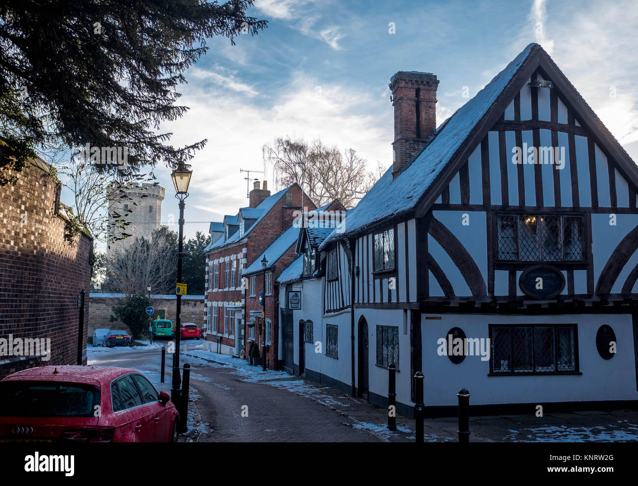 Warwick castle in winter warwickshire hires stock photography and