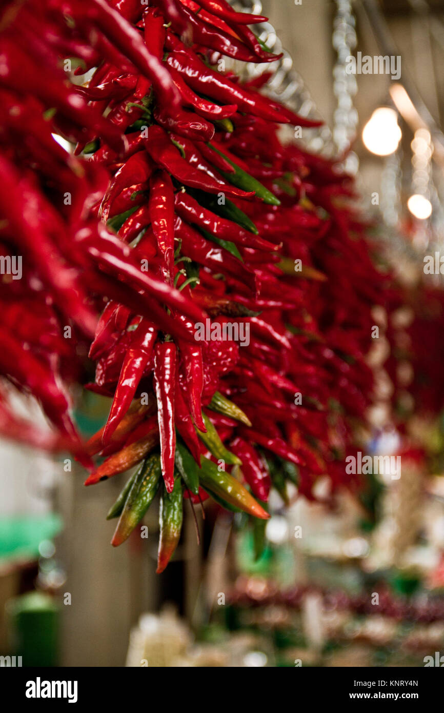 Peppers at a market Stock Photo