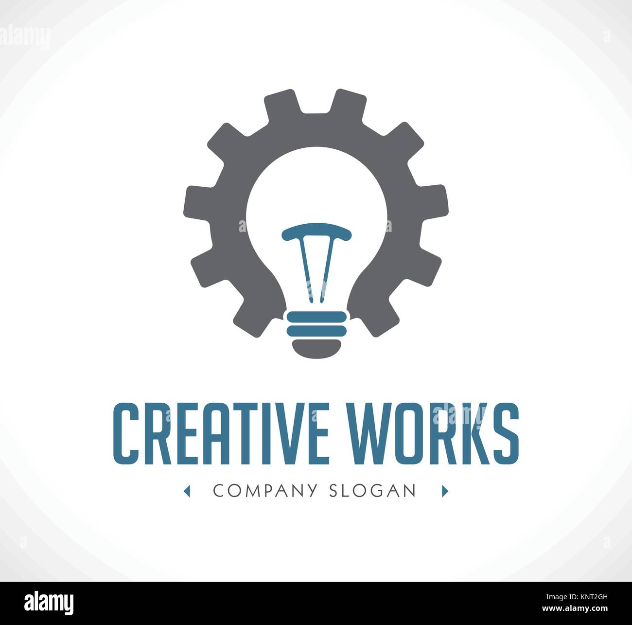 Power of creation logo - working gears and light bulb concep t– stock illustration Stock Vector