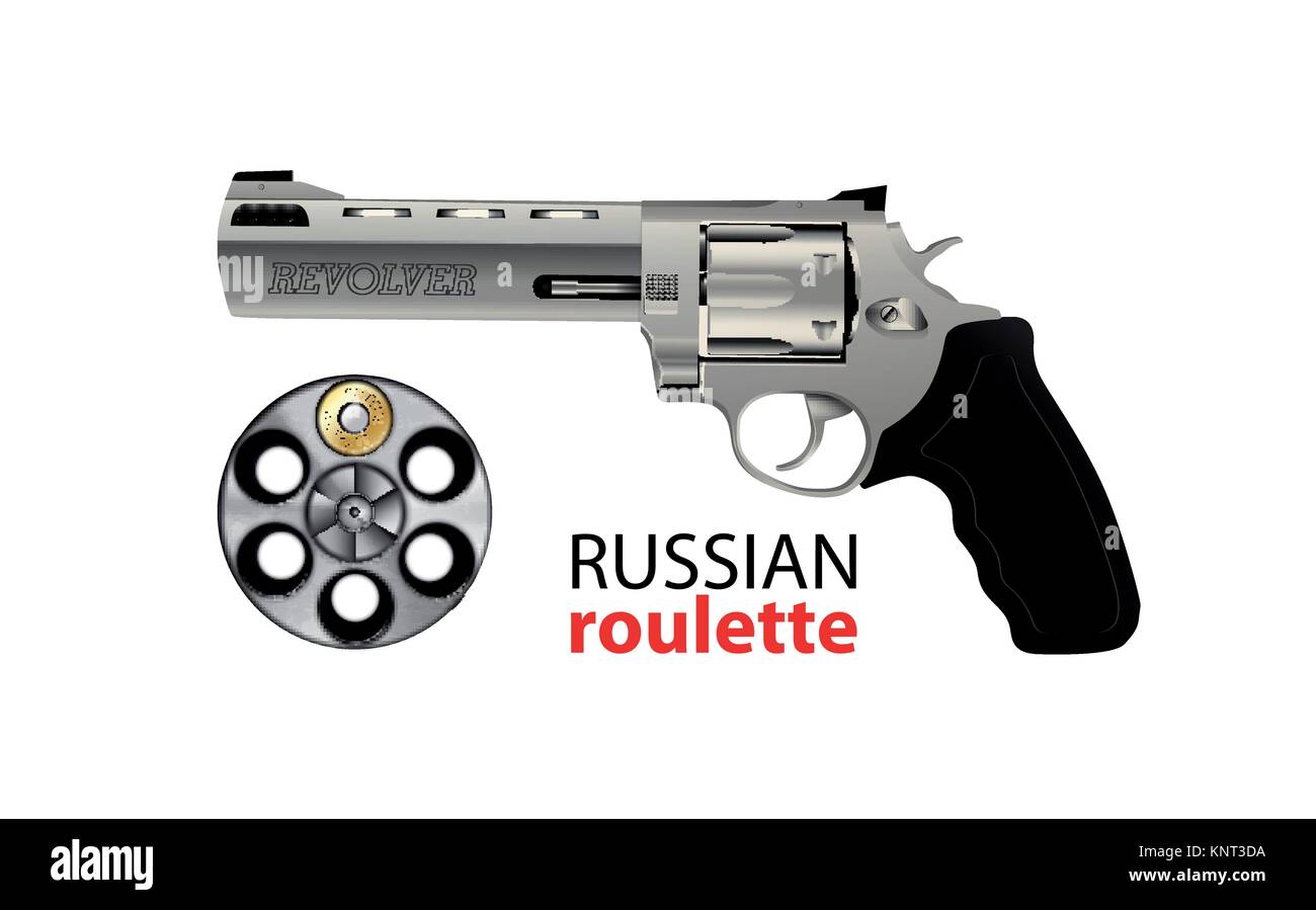 Revolver - russian roulette game - risk concept Stock Vector