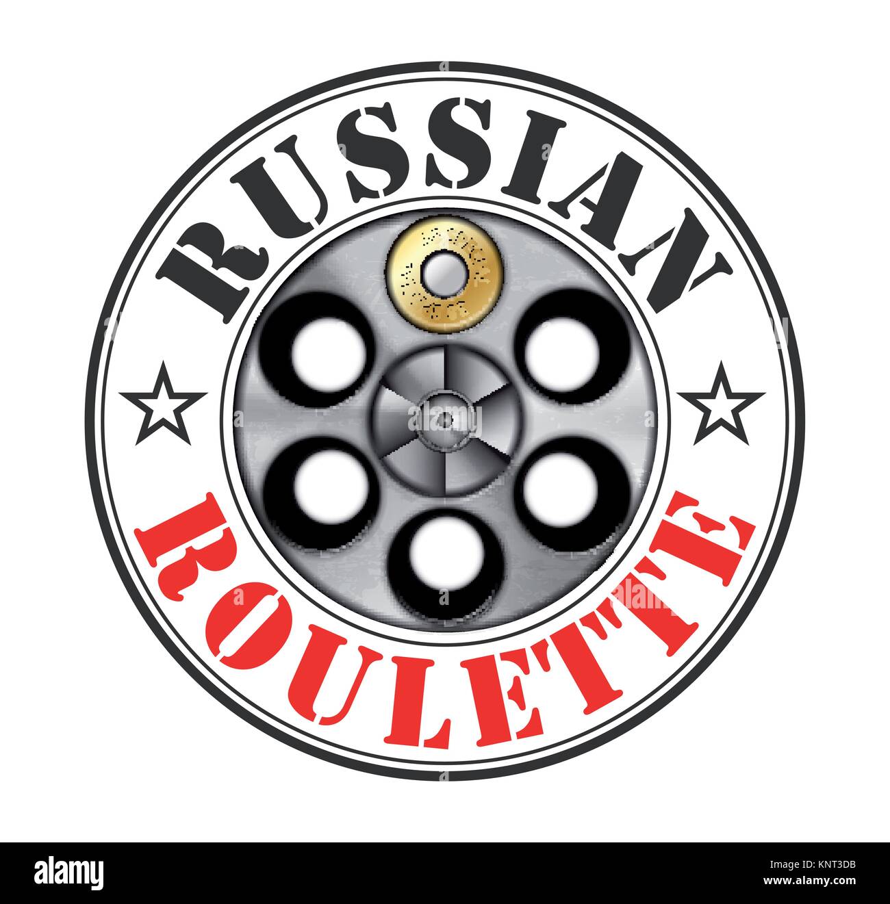 Revolver - russian roulette game - risk concept – stock illustration Stock Vector