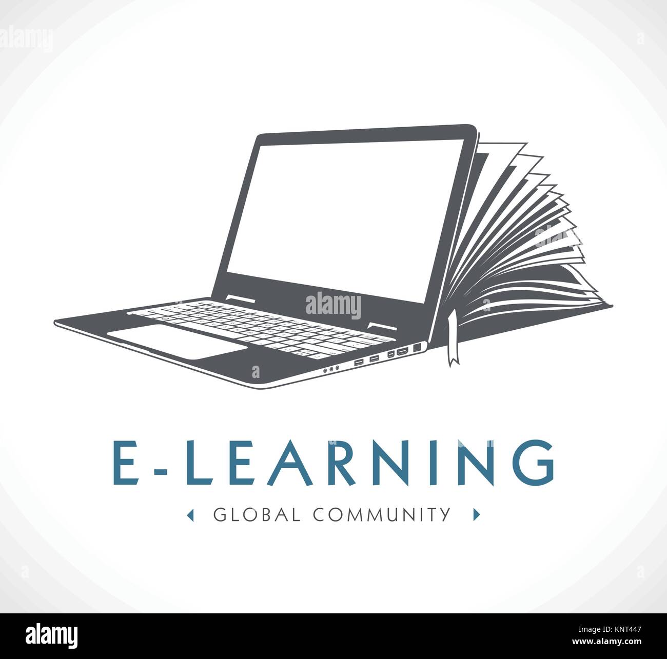 Elearning logo - ebook, e-learning and knowledge base concept – stock