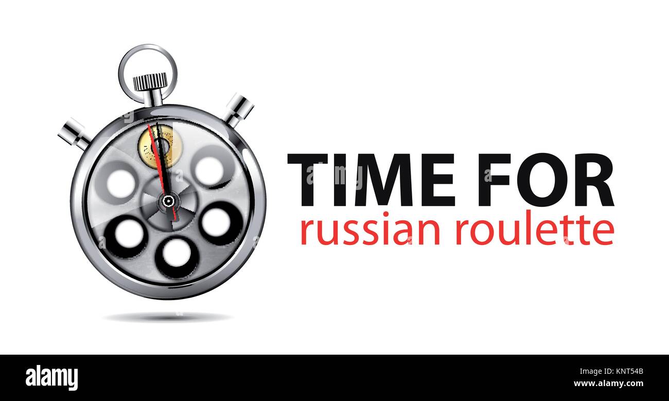 Typography Russian Roulette Game Concept Isolated On White