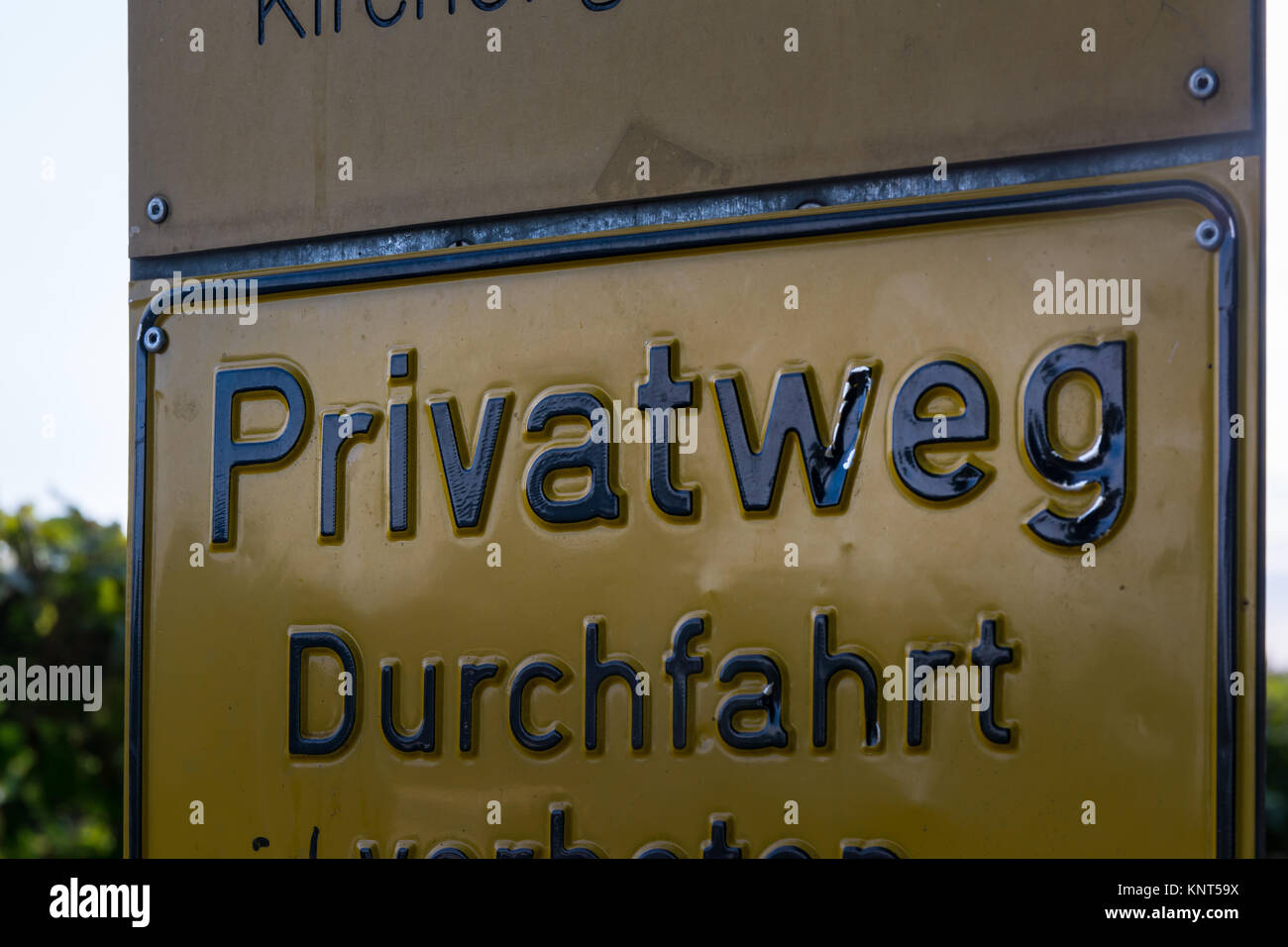Privatweg Private Route German Traffic Sign Public Outdoors Stock Photo