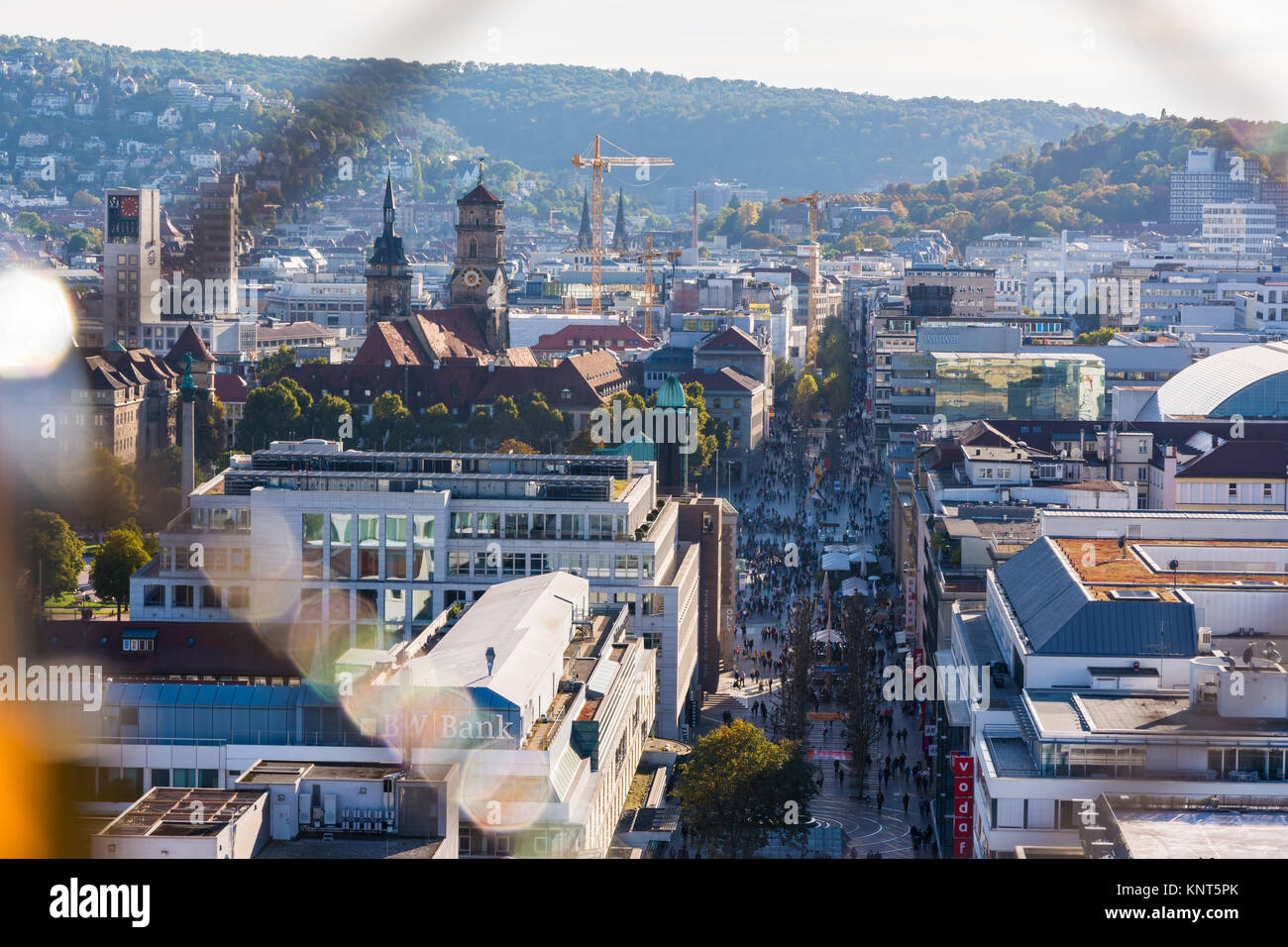 Stuttgart Germany City Center Koenigstrasse Public Otudoors Bahnhofturm ...