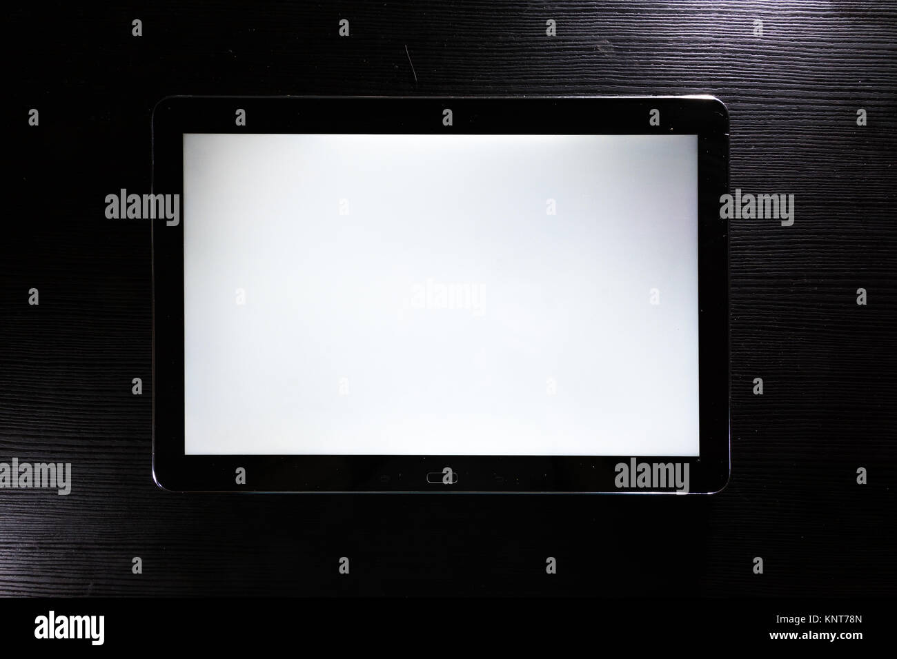 Blank Tablet White Screen Android Black Stylish Corporate Wood Desk