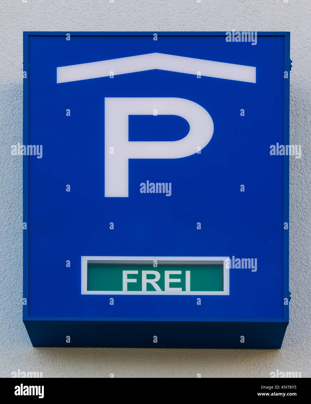 Parking Garage Sign German Language Free Spots Blue Detail Traffic Stock Photo Alamy