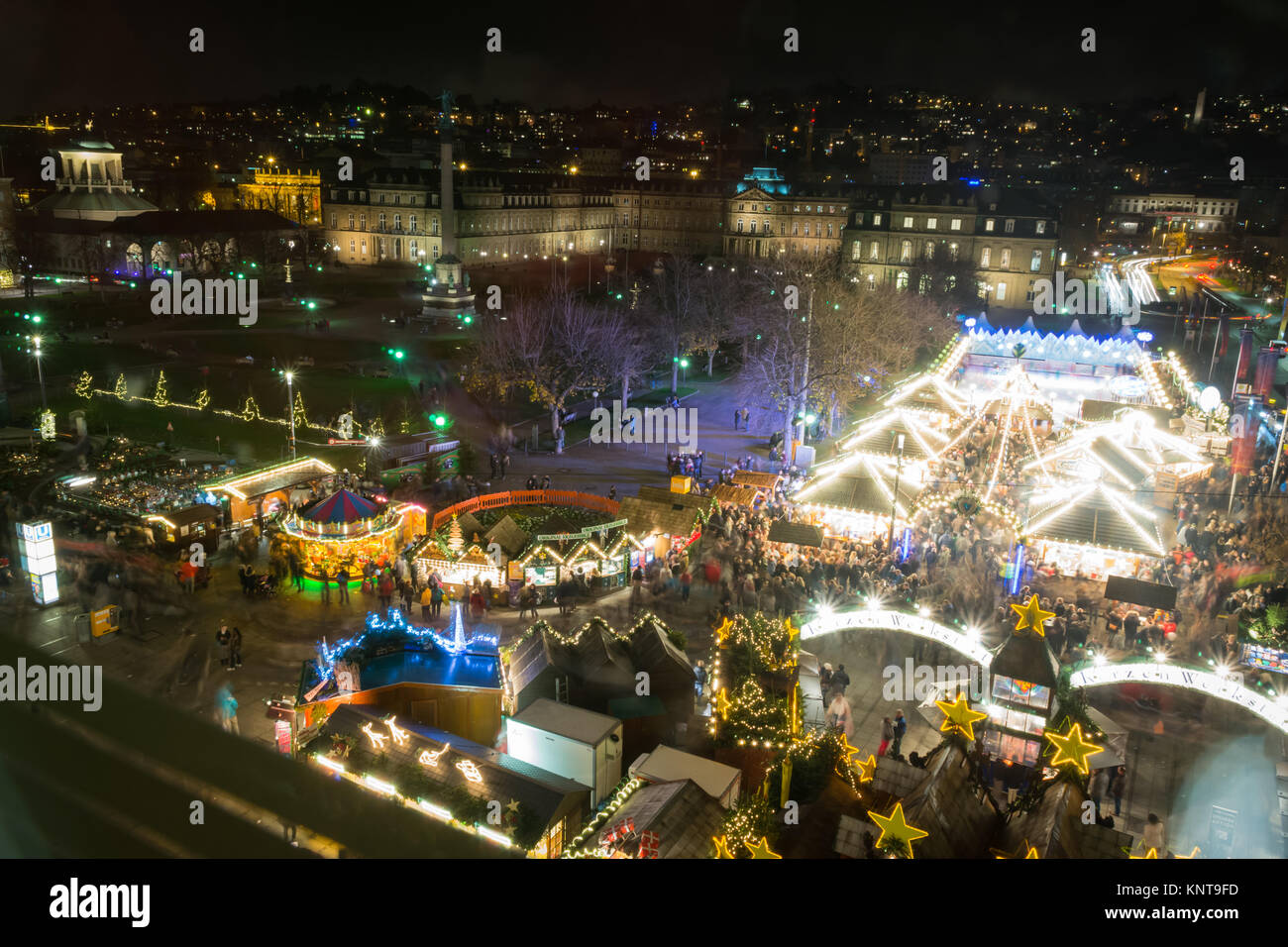 Stuttgart Weihnachtsmarkt Schlossplatz 2016 Christmas Market Night Lights City Stock Photo