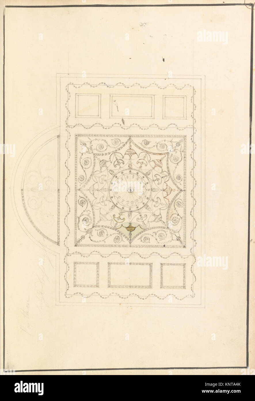 Drawings for Ceilings and Wall Elevations MET DP145432 383586 Artist: James Wyatt, British, Weeford, Stafforshire 1746?1813 near Marlborough, Wiltshire, Design for Ceiling of Ladies' Dressing Room at the Pantheon, Oxford Street, London, ca. 1770, Ink and watercolor over graphite, sheet: 20 1/4 x 14 3/16 in. (51.5 x 36 cm). The Metropolitan Museum of Art, New York. The Elisha Whittelsey Collection, The Elisha Whittelsey Fund, 1958 (58.511(20)) Stock Photo