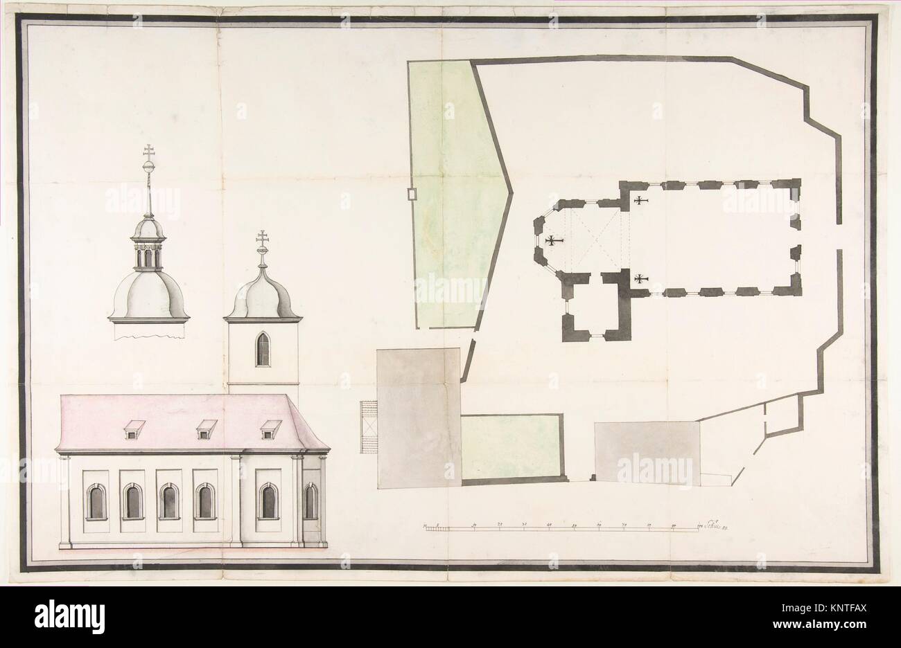 Design for the Parish Church of Merkershausen. Artist: Workshop of Balthasar Neumann (German, Eger/Bohemia 1687-1753 Würzburg); Date: 1738 (?); Stock Photo
