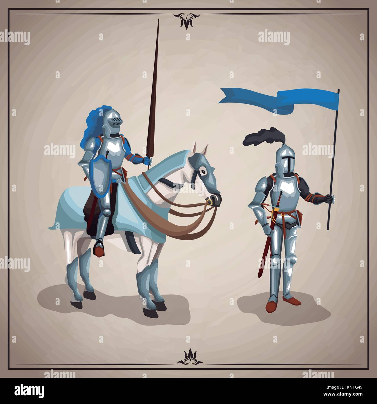 Medieval warriors with horse Stock Vector Image & Art - Alamy