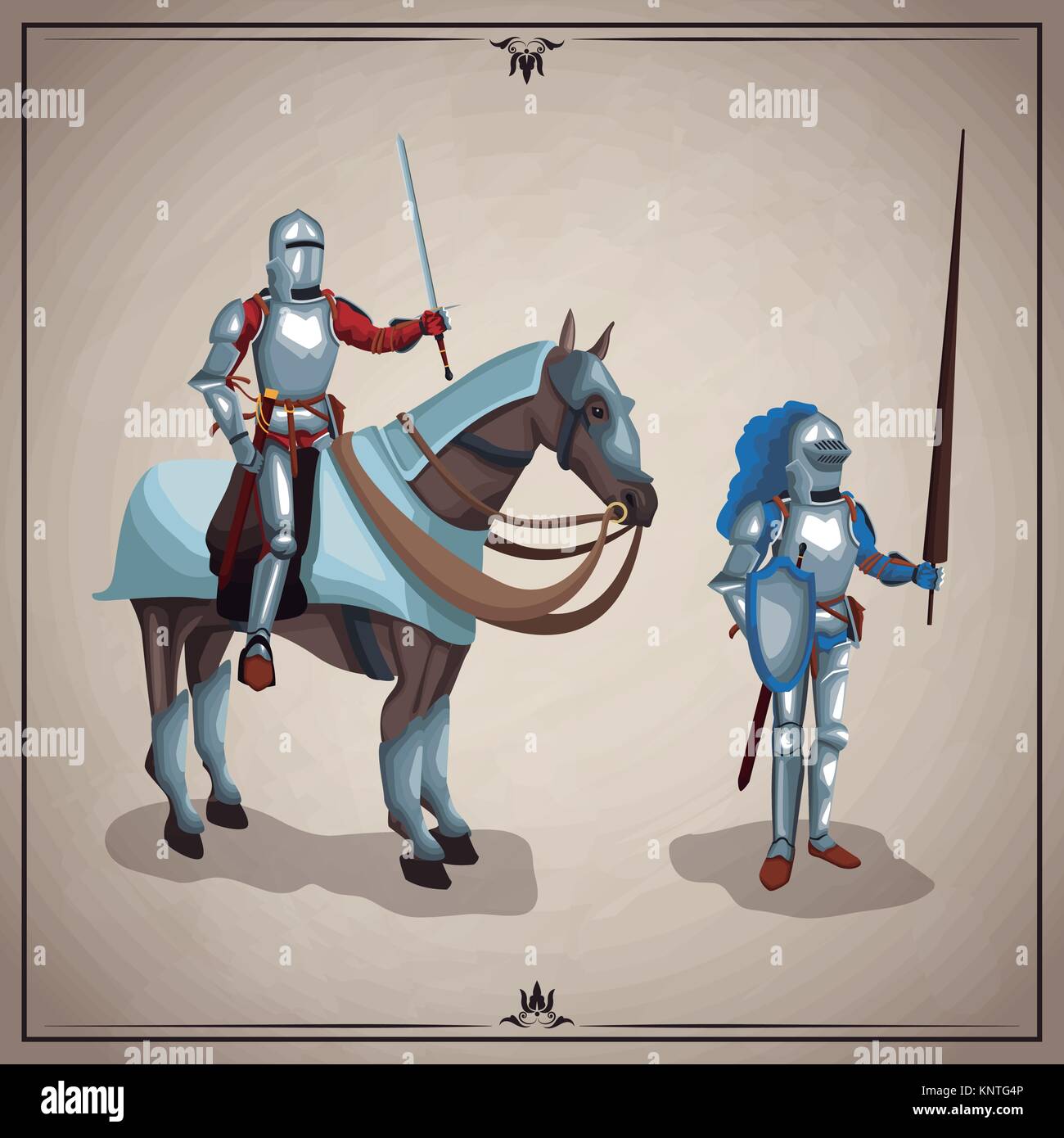 Medieval warriors with horse Stock Vector Image & Art - Alamy