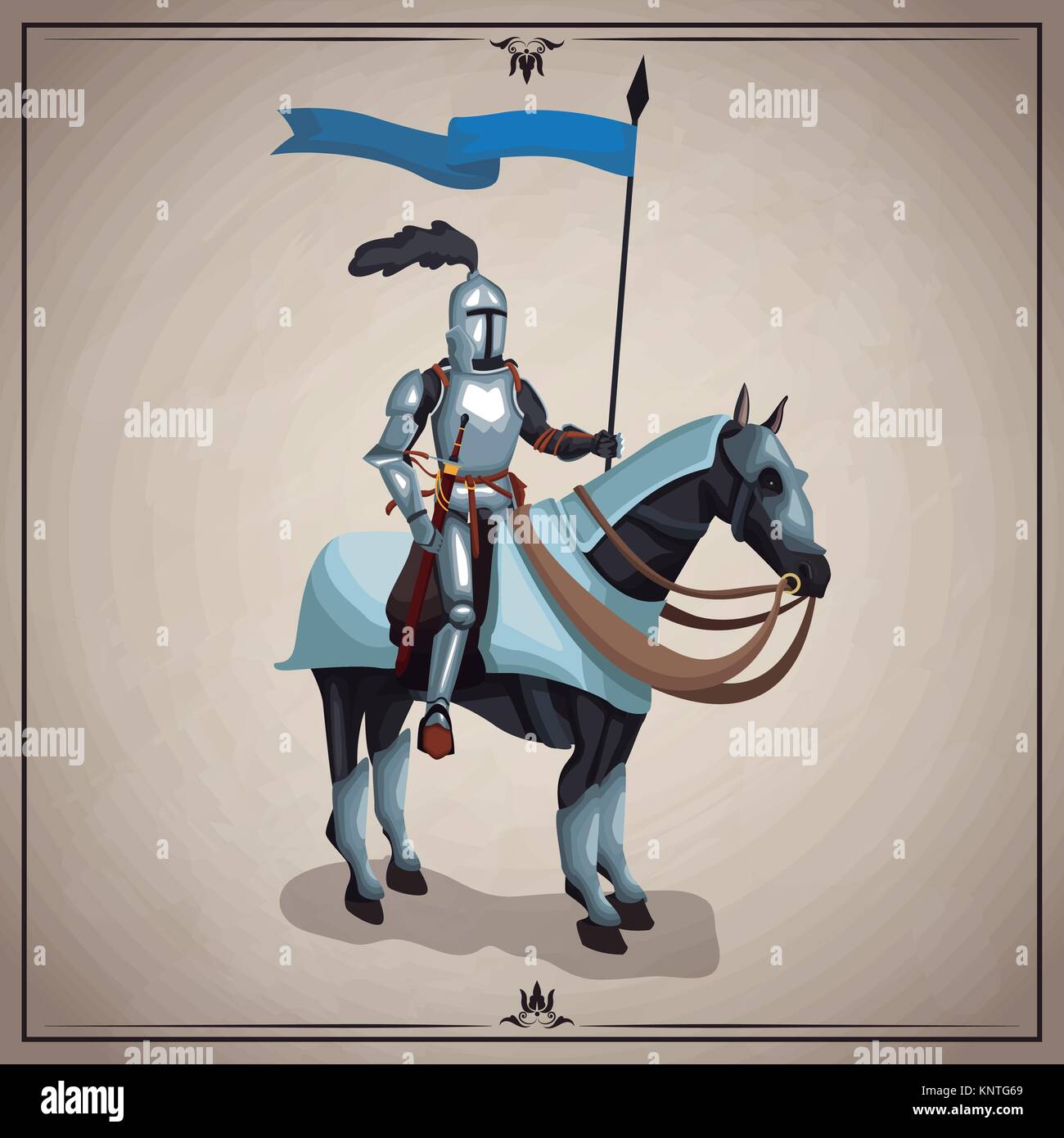Medieval warrior with horse Stock Vector Image & Art - Alamy