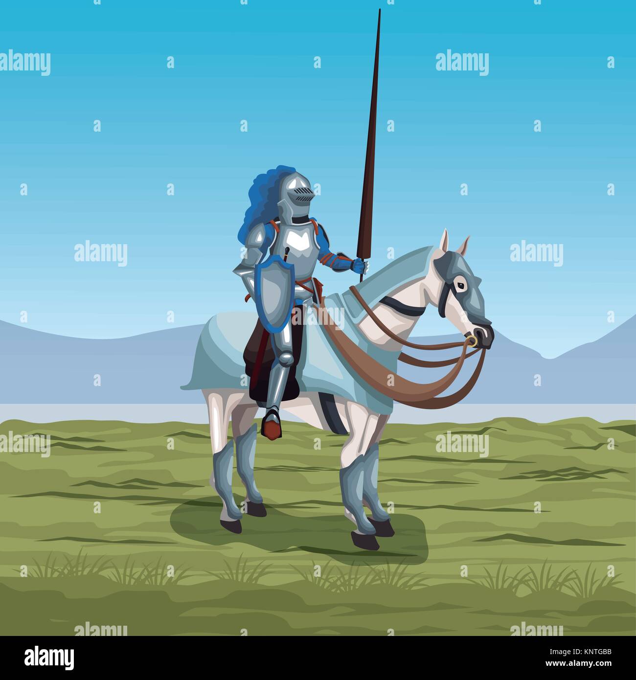 Medieval warrior with horse on battlefield Stock Vector Image & Art - Alamy