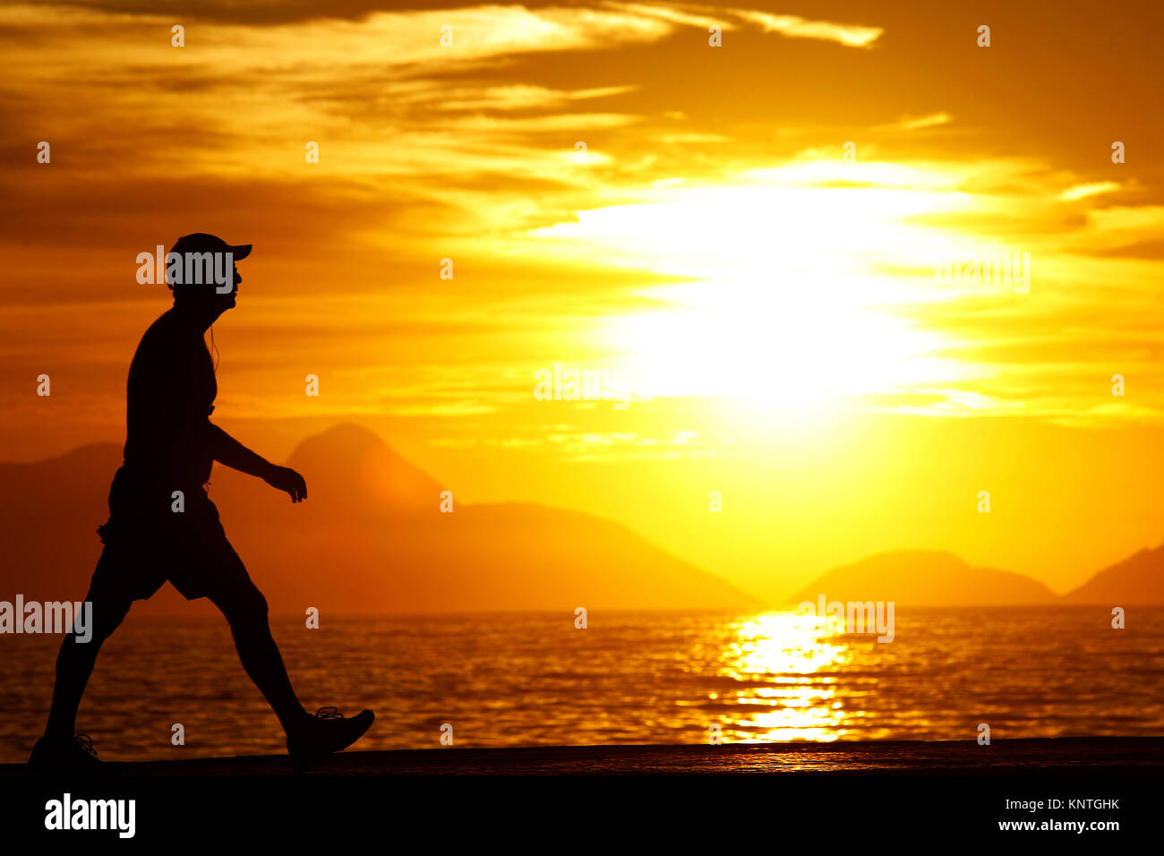 People doing sport activities early morning at Copacabana beach, Rio de ...