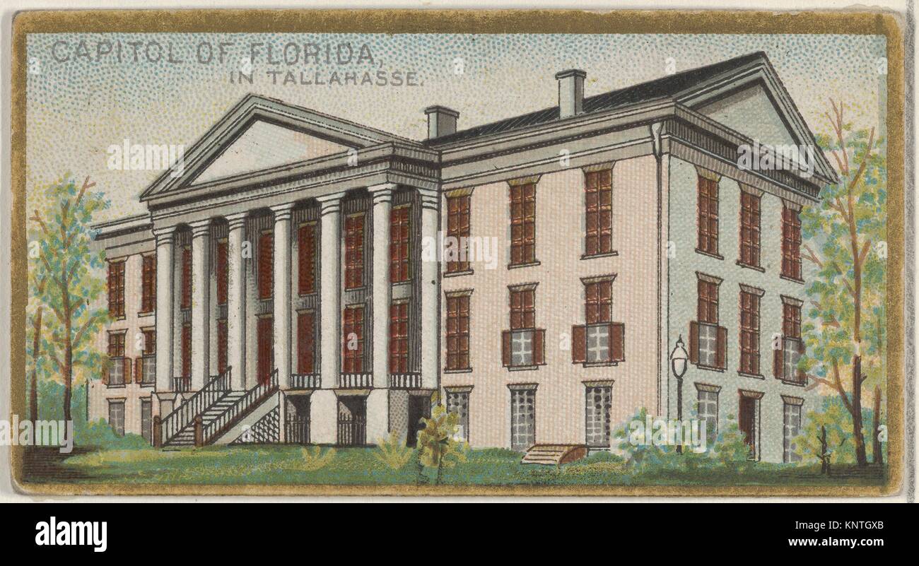Capitol of Florida in Tallahasse, from the General Government and State Capitol Buildings series (N14) for Allen & Ginter Cigarettes Brands. Stock Photo