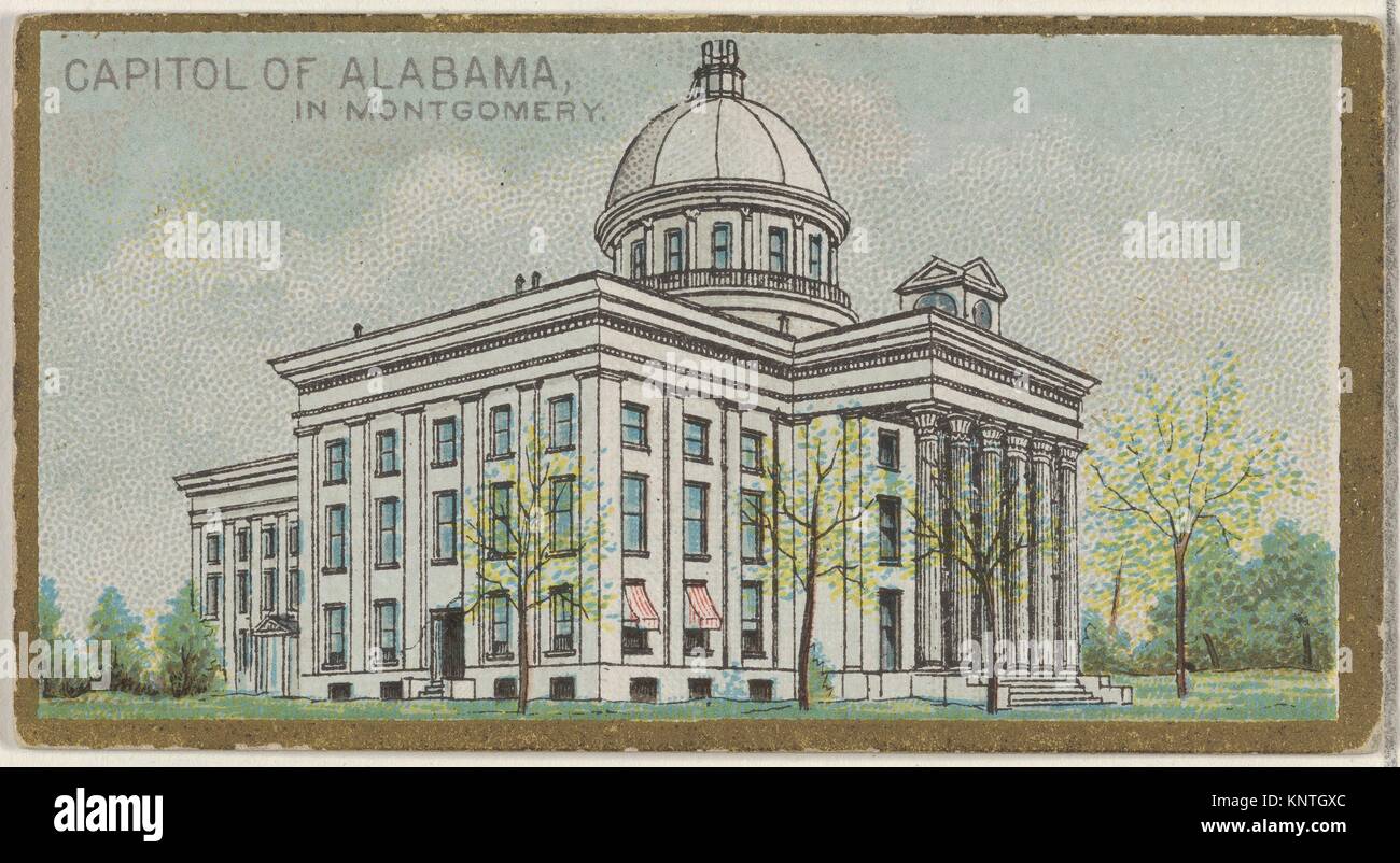 Capitol of Alabama in Montgomery, from the General Government and State Capitol Buildings series (N14) for Allen & Ginter Cigarettes Brands. Stock Photo