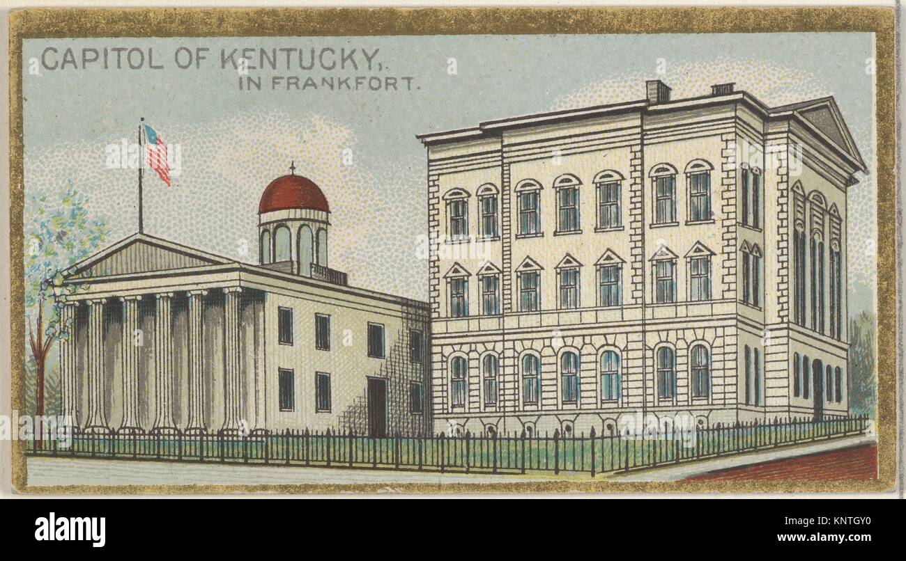 Capitol of Kentucky in Frankfort, from the General Government and State Capitol Buildings series (N14) for Allen & Ginter Cigarettes Brands. Stock Photo