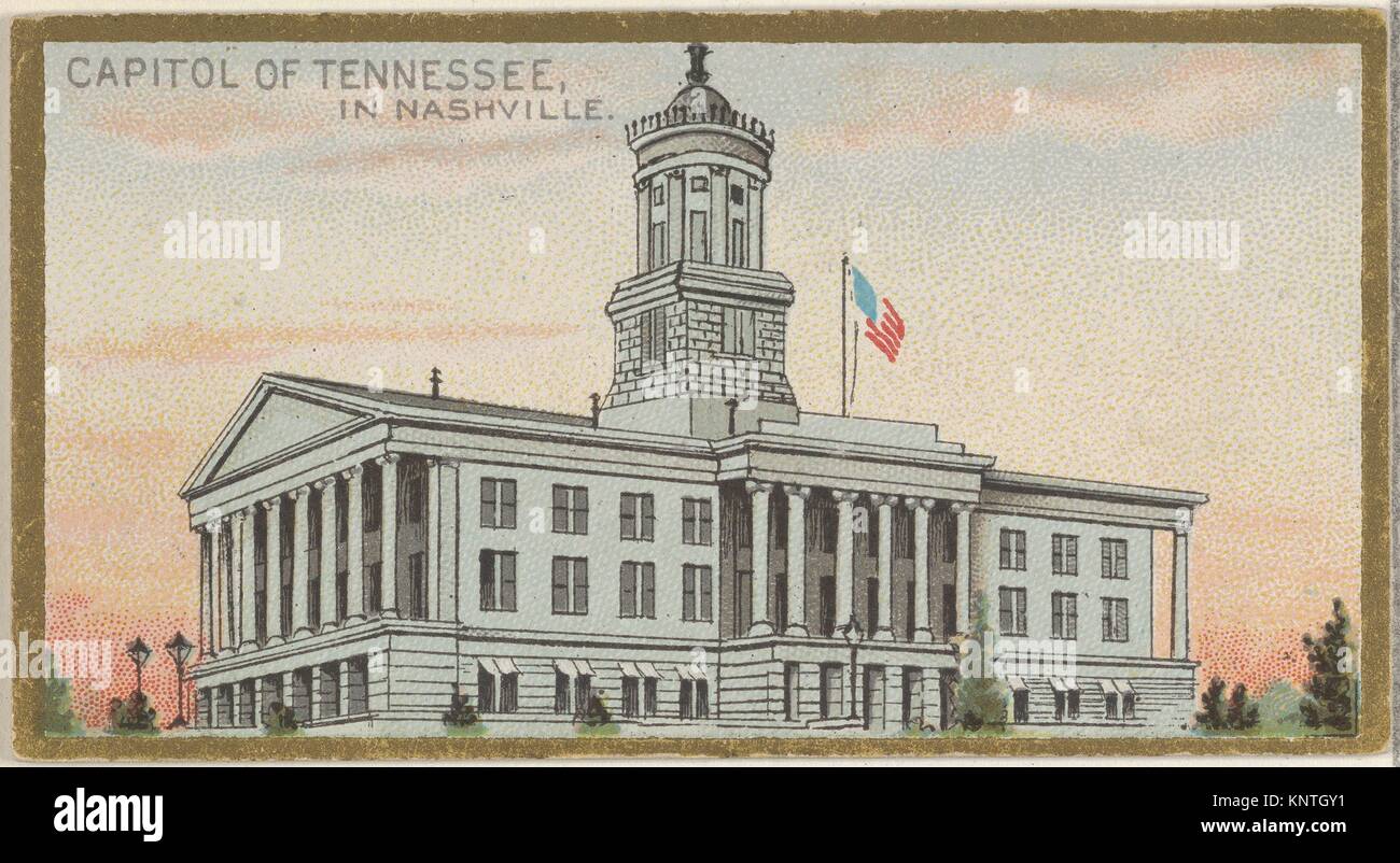 Capitol of Tennessee in Nashville, from the General Government and State Capitol Buildings series (N14) for Allen & Ginter Cigarettes Brands. Stock Photo