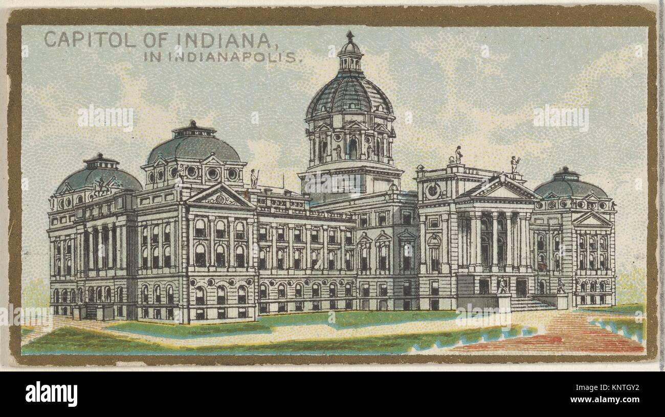 Capitol of Indiana in Indianapolis, from the General Government and State Capitol Buildings series (N14) for Allen & Ginter Cigarettes Brands. Stock Photo