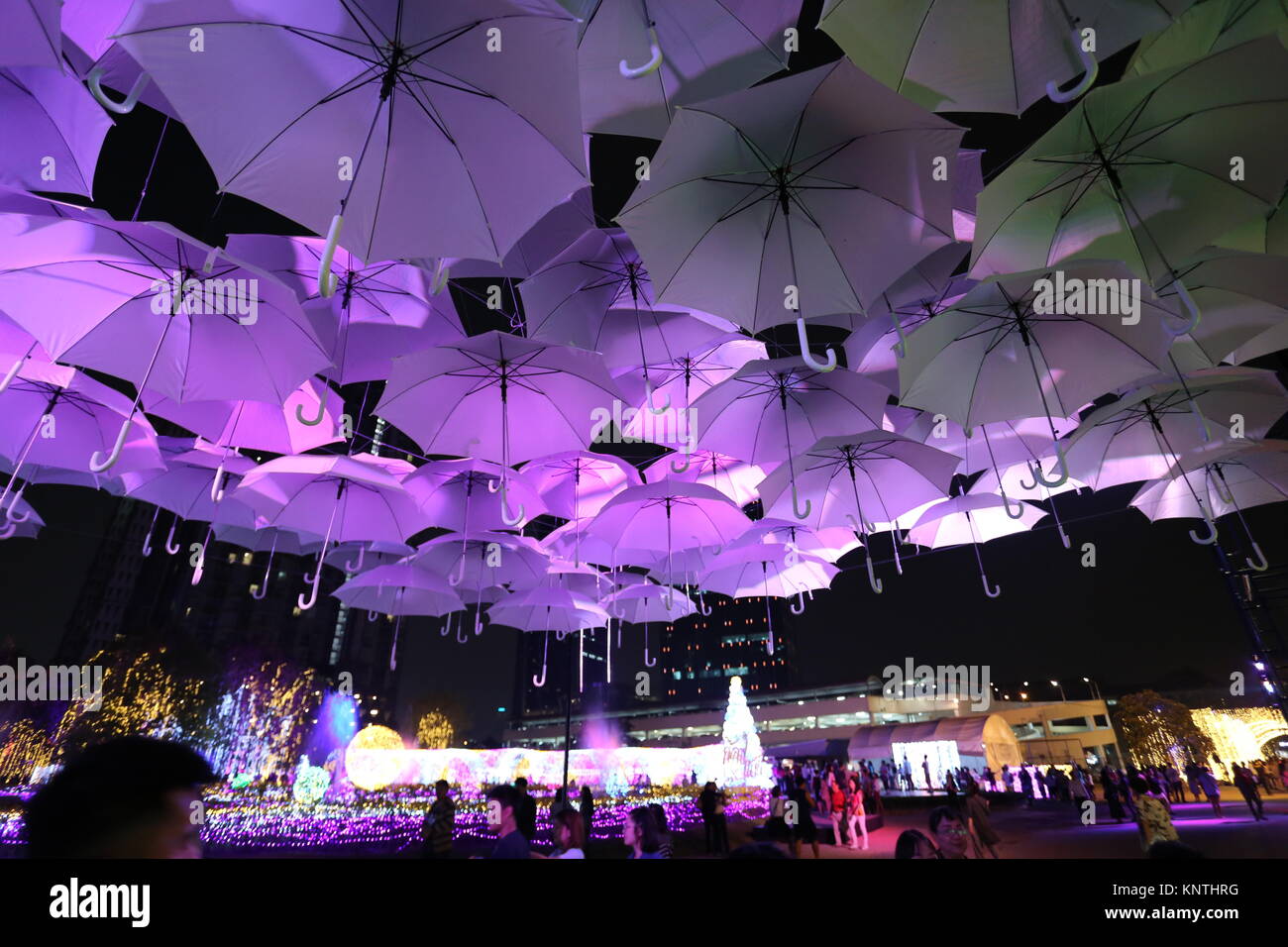 The Festival of Illumination in Bangkok lit up the Ratchada area in the build-up for the Countdown to New Year. Stock Photo