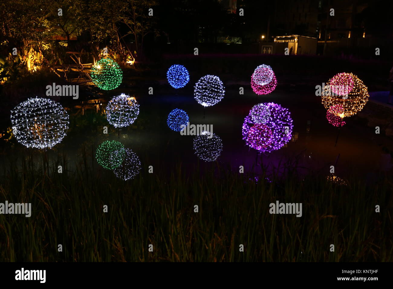 The Festival of Illumination in Bangkok lit up the Ratchada area in the build-up for the Countdown to New Year. Stock Photo