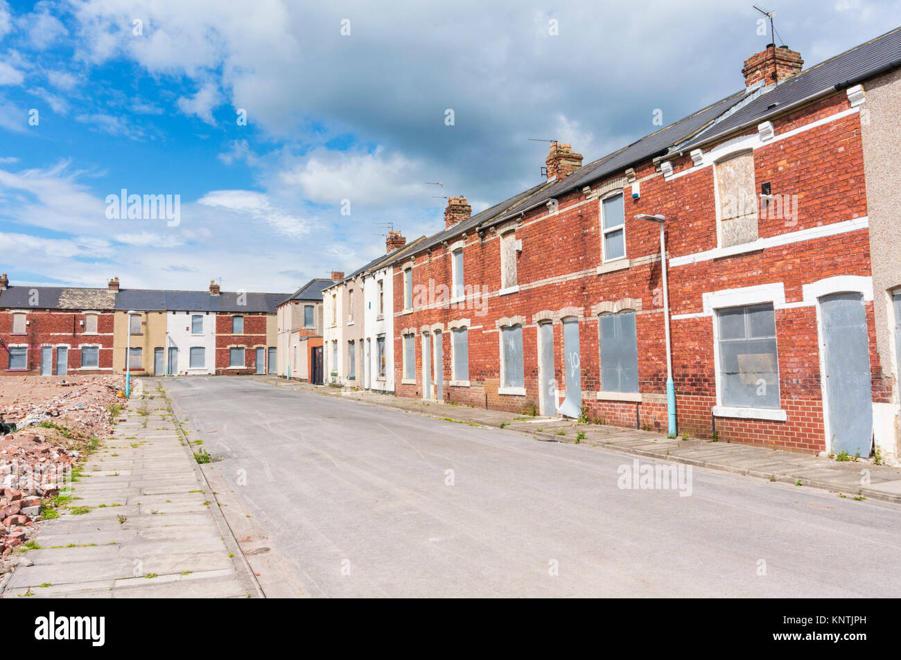 derelict terraced houses England Hartlepool england abandoned houses ready for demolition or redevelopment Hartlepool Stock Photo