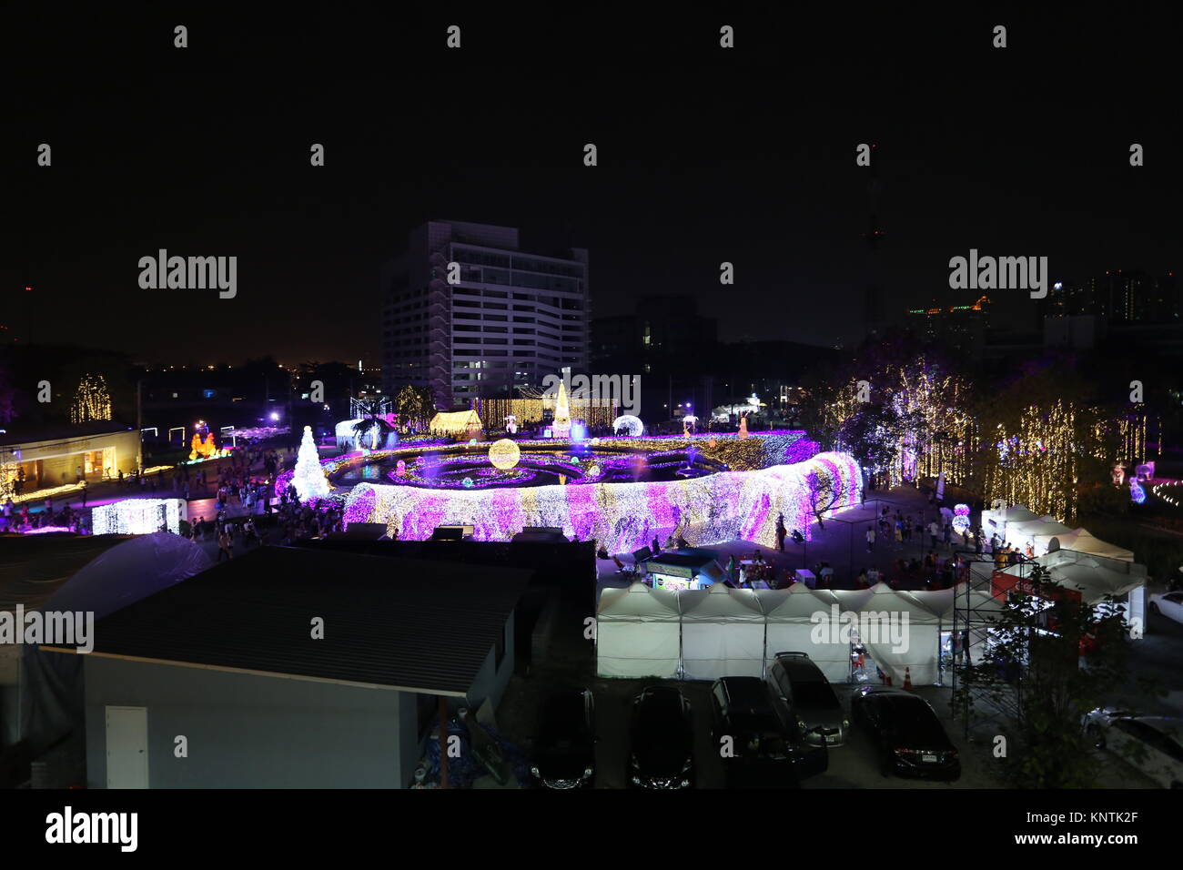 The Festival of Illumination in Bangkok lit up the Ratchada area in the build-up for the Countdown to New Year. Stock Photo