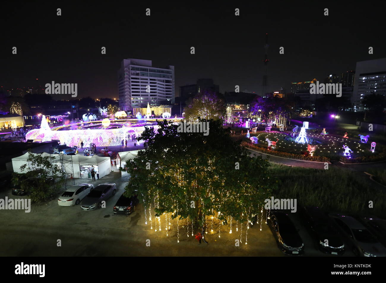 The Festival of Illumination in Bangkok lit up the Ratchada area in the build-up for the Countdown to New Year. Stock Photo